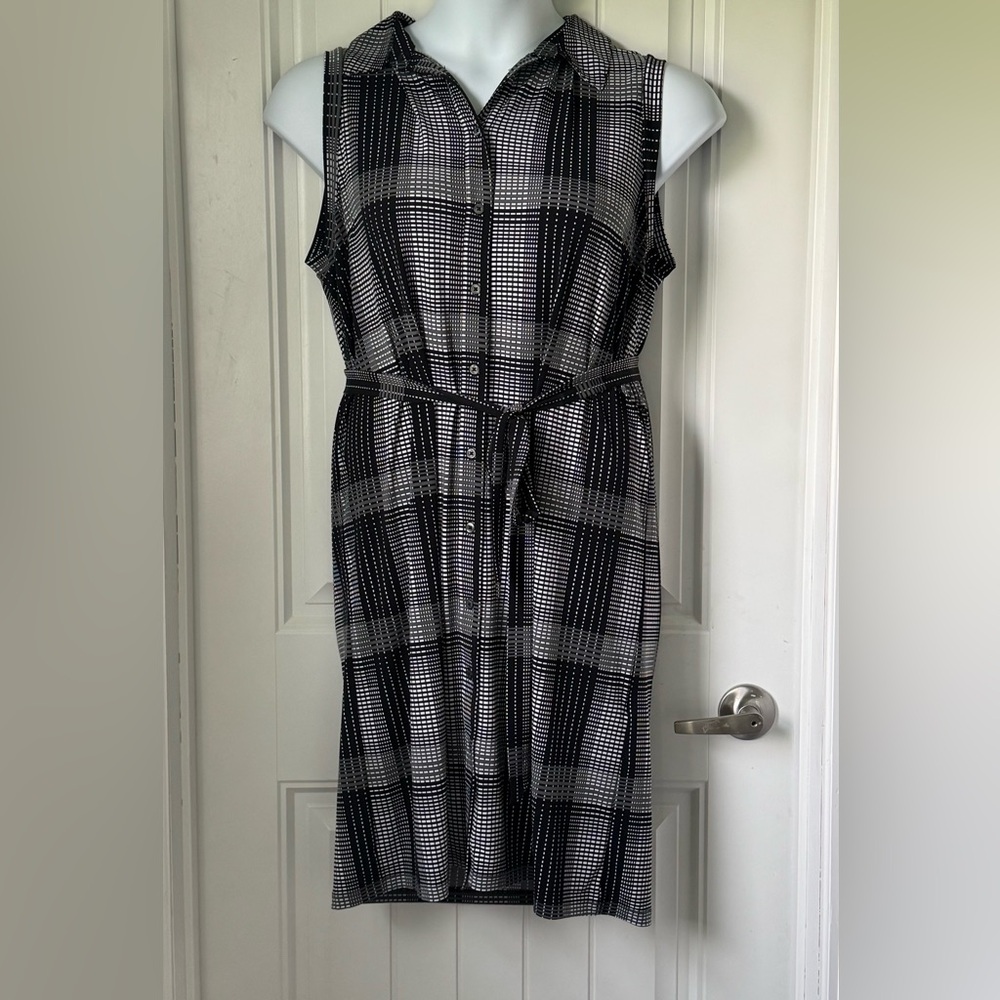 Brooks Brothers Sleeveless Black and White Plaid Dress